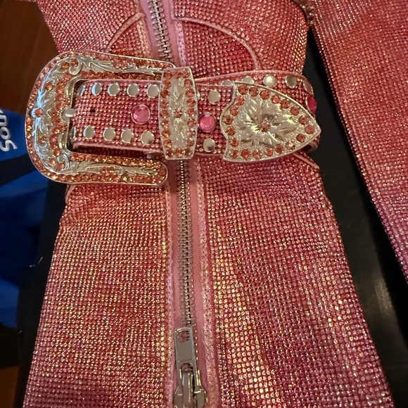 (Out of Stock Online) Dolls Kill-Pink SHERIFF Shine Knee High Cowboy Boots - Picture 9 of 16